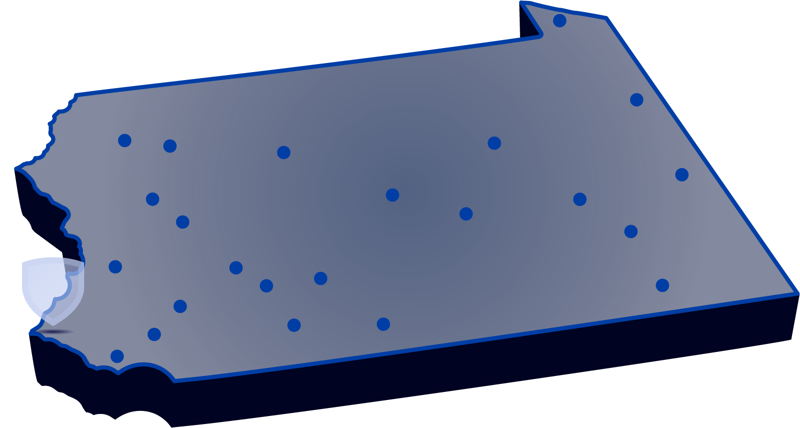 Locations of Penn State’s campuses throughout Pennsylvania with 宾州州立大学阿宾顿分校 highlighted.